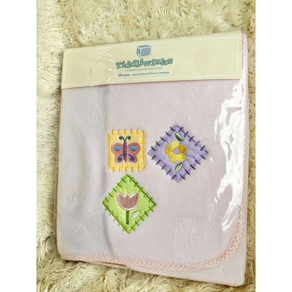 Y2K Tiddliwinks Blossom Collection Embroidered Fleece Baby Blanket - Picture 1 of 8